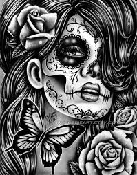 Black And White Feminine Black And White Sugar Skull Tattoo Original Drawing Epiphany 9x12 In Pencil Drawing By Carissa Rose Day Of The Dead Butterflies Sugar Skull Dia De Sugar Skull Tattoos Skull Art Sugar Skull Girl