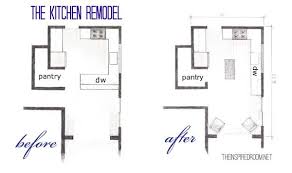 The Kitchen Floor Plans Before After Bird S Eye Sketch Kitchen Remodel Layout Kitchen Remodel Kitchen Floor Plans