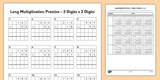 2 digit by 2 digit multiplication. Triple And Double Digit Multiplication Worksheet Math