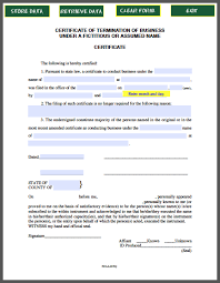 Business Termination Certificate Template Under A Fictitious Or Assumed Name Free Filla Certificate Templates Templates Personal Mission Statement Examples