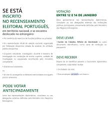 Contiene información oficial y un servicio que permite, al ingresar el número de carnet de identidad, saber el lugar de votación, la mesa ys si uno ha sido elegido como vocal de mesa. Eleicao Do Presidente Da Republica Voto Antecipado No Estrangeiro Noticias A Embaixada Embaixada De Portugal Em Italia
