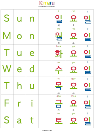 Days of the week in korean. Days Of The Week Korean Language Korean Language Learning Learn Korean