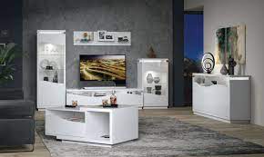 Hochglanz wohnwand schrankwand wohnzimmer schrank vitrine sideboard wohnwände. Wohnzimmer Komplett Set B Patamea 6 Teilig Farbe Weiss Hochglanz