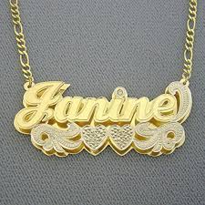Solid 10k Gold Large 2 Inches Name Pendant Personalized Jewelry 3d Double Plates Initial Necklace Gold Nameplate Necklace Gold Personalized Jewelry