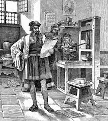 The machine applies pressure to an inked surface resting on the medium, thereby transferring an image. From Gutenberg To Machine Intelligence And Beyond Singularity 2030
