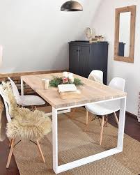 Hand Crafted 6 Seater Farmhouse Style Modern Oak Wood White Steel Dining Table Handmade Industria Steel Dining Table Modern Kitchen Tables Kitchen Table Wood