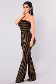 Down And Counting Striped Jumpsuit Gold Black Striped Jumpsuit Metallic Jumpsuits Fashion