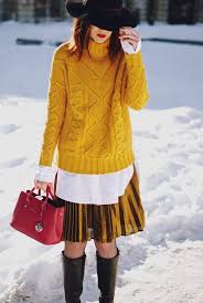 Black And Yellow Pleated Skirt How To Wear Knee High Boots With Midi Skirts Couturezilla Yellow Pleated Skirt Pleated Midi Skirt Gossip Girl Outfits