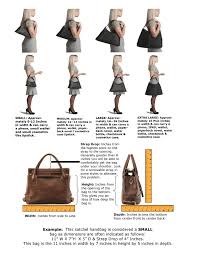 womens handbag sizing dimension measurement guide chart in