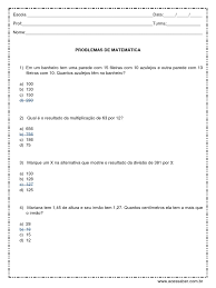 Problemas De Matematica 5 Ou 6 Ano Respostas
