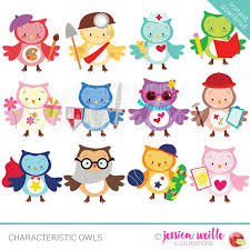 Characteristic Owls Cute Digital Clipart Commercial Use Ok Etsy In 2020 Clip Art Digital Clip Art Owl
