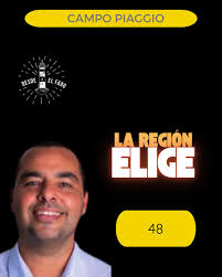 LA REGIÓN ELIGE: CAMPO PIAGGIO Sobre un total de 50 votos emitidos; Adrián  D'angelo obtuvo 48. 1 fue en Blanco y otro anulado. Si bien no tenía  rivales, en la particularidad de