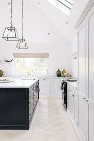 A Beautiful Colour Combination Damask And Pantry Blue This Lovely Family Kitchen Shaker Kitchen Design Modern Farmhouse Kitchens Farmhouse Kitchen Design