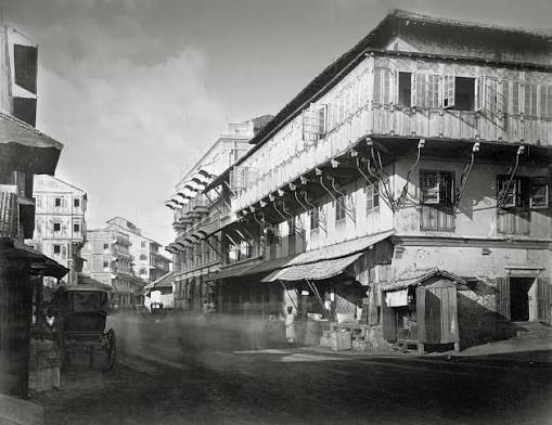 1860 Colonial Era India, Maharashtra, Bombay (Mumbai). The interior of the Old Fort, Bombay. Photographer unknown. Restored Image.