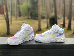 Pastel Colored Nike Air Force 1 Mid Custom Painted By Queenofcustomz On Etsy Https Www Etsy Com Listing 619841395 Pastel Col Nike Air Nike Shoes Outfits Nike