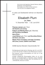 Der jsv baesweiler 09 ist ein sportverein mit den abteilungen fussball und familiensport. Traueranzeigen Von Elisabeth Plum Aachen Gedenkt