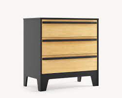 Flat black, matte finish, wood look. Dutailier Caramel 3 Drawer Dresser Matte Black And Natural Bellini Baby And Teen Furniture