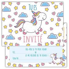 Invitation anniversaire fille 10 ans licorne / carte d invitation anniversaire enfant licorne et ballons magiques fete tadaaz : Lot De 12 Cartes D Invitation Pour Anniversaire Partie Fete Cartons D Invitation En Fran Carte Invitation Anniversaire Invitations Licornes Carton Invitation