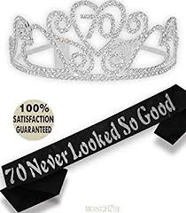 Happy Birthday Crown And Sash Amazon Com 70th Birthday Tiara And Sash Happy 70th Birthday Party Supplies 70 Fab 70th Birthday Party Supplies 70th Birthday Gifts Birthday Party Supplies