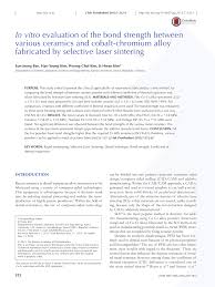 Pdf In Vitro Evaluation Of The Bond Strength Between