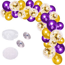 Birthday decoration kit in color of silver. Amazon Com Purple Balloon Arch Garland Kit 121pcs 18inch Gold Purple Party Balloons 12inch Gold Confetti Balloons Latex Balloons With Balloon Accessories For Baby Shower Wedding Graduation Party Decoration Toys Games