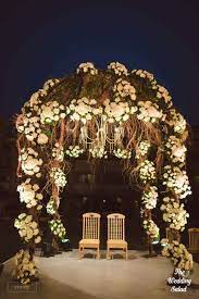 Photo Of Dreamy Fairytale Mandap In White And Green Wedding Stage Decorations Outdoor Wedding Decorations Mandap Decor