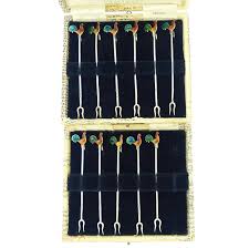English Art Deco Sterling Silver & Enamel Rooster Cocktail Picks (item  #1455384)