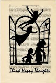 Peter Pan Window Happy Thoughts Art Print Book Nursery Frame Etsy Peter Pan Art Art Prints Nursery Frames
