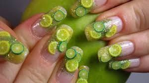 link all my designs are made with only nail polishes or acrylic paints, its my real nails. Fimo Fruit Lemon Lime Design With Gradient Yellow Green Glitter Nail Art Tutorial Youtube