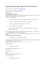 We did not find results for: Doc Operasi Hitung Bentuk Aljabar Kelas Vii Semester I 30 Januari 2012 Disimpan Dalam Matematika Smp Operasi Hitung Sabeth Isly Academia Edu