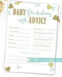 Baby Predictions And Advice Baby Prediction Cards Mint And Etsy Baby Prediction Cards Baby Shower Printables Outside Baby Showers