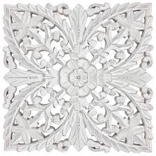 16x16 Wood White Panel At Home Floral Wood Wall Decor Medallion Wall Decor Metal Walls