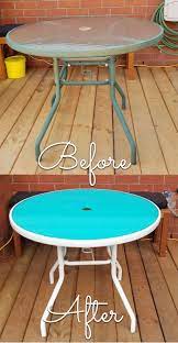 Diy Glass Patio Table Makeover From Blah To Wow In No Time At All Patio Furniture Makeover Patio Table Table Makeover