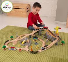 Kidkraft Bucket Top Construction Train Set 61 Piece Compatible With Thomas Friends Wooden Train Sets And Brio Woo Wooden Train Set Wooden Train Toy Train