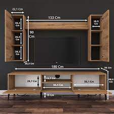 rani a10 duvar rafli kitaplikli tv unitesi duvara monte dolapli metal ayakli tv sehpasi ceviz m2 tv stand entertainment unit decor