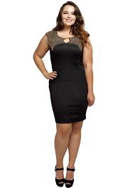 Stylzoo Women S Junior Plus Size Bodycon Dress With Gold Studs 1x Made By Stylzoo Color Black Show Off Your Figure In An Elegant Plus Size Bodycon Dresses Bodycon Dress Plus
