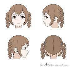 There are numerous cool anime hairstyles that are unique. Drawing Curly Anime Hair Front Back And Side Views Anime Drawings Drawings Manga Hair