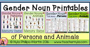 Gender Noun Printables Of Persons And Animals These Have The Masculine And Feminine Names Given To Each Category Nouns Printables Nouns Feminine Names