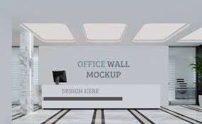 Front Desk Modern Design Wall Mockup In 2020 Desk Modern Design Modern Desk Business Card Mock Up