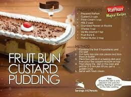 Fruit Bun Custard Pudding Dessert Recipes Recipes Food