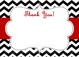 White clean background with eucalyptus detail thank you card. Black White Red Chevron Print Thank You Card Printable Or Printed