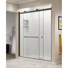 Basco Rotolo 60 In X 70 In Semi Frameless Sliding Shower Door In Oil Rubbed Bronze With Handle