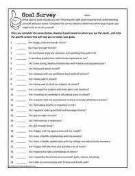 Goal Setting Survey Goal Setting For Students Relationship Worksheets School Goals