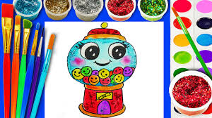 This bubble gum (coloring page) clipart is great to illustrate your teaching materials. Bubble Gum Coloring Book Gumball Machine Coloring Page Learn Colors For Kids Coloring Activity Youtube