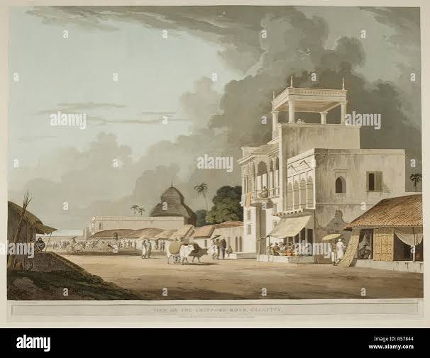 Calcutta. Twenty-four Views taken in St. Helena, the Cape, India, Ceylon, Abyssinia, and Egypt, by Henry Salt; engraved by Havell, Bluck, and Hill. With Descriptions. 1809. Source: Maps.6.Tab.24 no.3 Stock Photo -