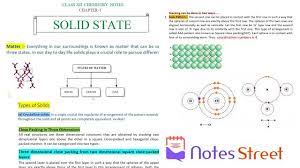 Class 12 Chemistry Notes Chapter 1 Solid State Chemistry Notes Chemistry Class 12 Chemistry