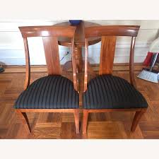 Ours are designed with the right proportions to be comfortable to sit in until dessert. 2 Aged Ethan Allen Medallion Dining Chairs Aptdeco