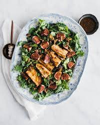 Kale And Fig Salad With Pan Fried Halloumi And Sumac Honey Walnuts Omayah Cooks Syrian Recipes Photography By Omayah Atassi Recipe Halloumi Fried Halloumi Fig Salad