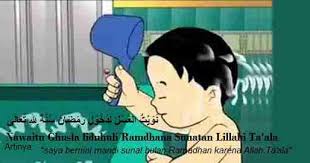 Pertama, niat mandi besar mesti dilakukan berbarengan dengan saat pertama kali menyiramkan air ke anggota badan. Bacaan Doa Niat Mandi Sunah Adus Keramas Sebelum Ramadhan 1438 H 2017 M Arab Latin Lengkap