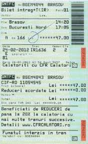 Transport Ticket Inter Regio Ir Sntfc Cfr Calatori Sa Romania Machine Tickets Col Ro Sntfc Ma 001 04700